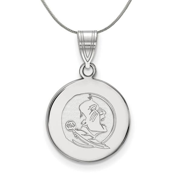 Sterling Silver Florida State Medium Disc Necklace - 24 Inch